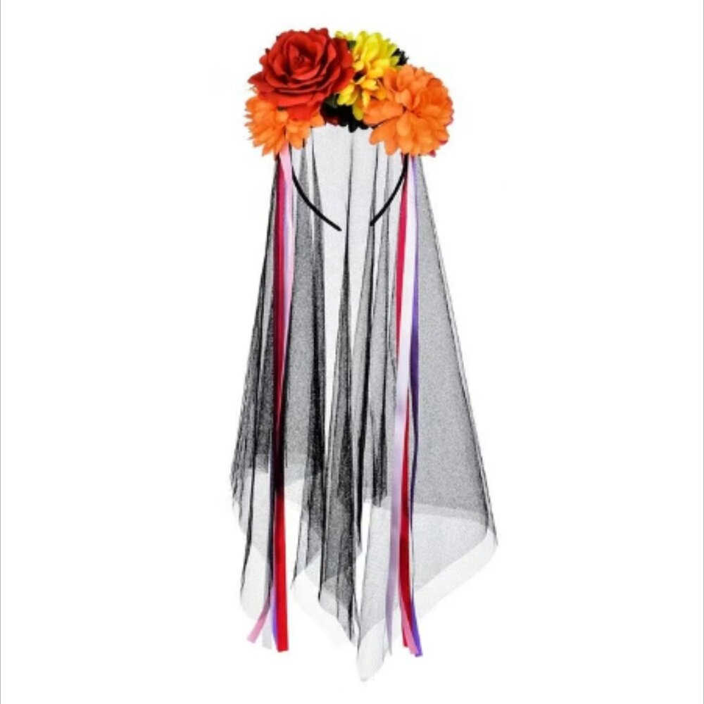 DDAZZLING FLORAL DAY OF THE DEAD HALLOWEEN COSTUME HEADBAND - BRAND NEW